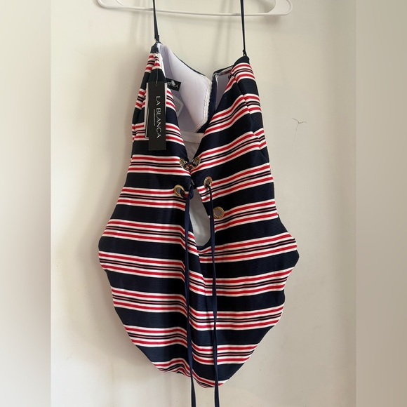 La Blanca Sailor Stripe Print One Piece Swimsuit Size 16 - Picture 3 of 4